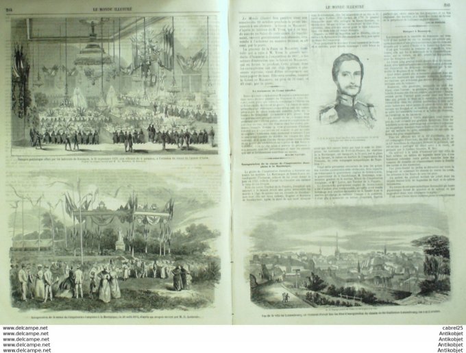 Le Monde illustré 1859 n°131 Martinique Besancon (25) Luxembourg Charrue Labourage à Vapeur