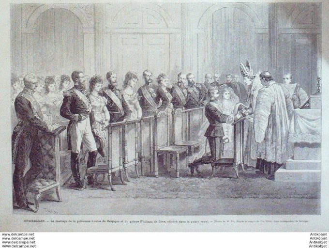 Le Monde illustré 1874 n°931 Belgique Bruxelles Mariage Princier Le Mans (72) Solesme (59) Italie Ro