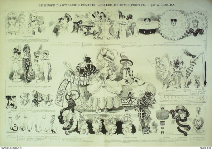La Caricature 1880 #  47 Musée d'artillerie féminin Robida Oscar Pitois Trock Négro