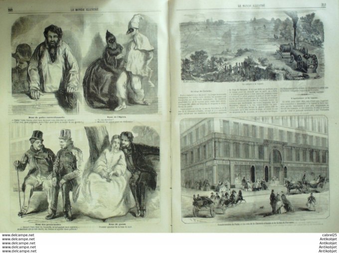 Le Monde illustré 1859 n°131 Martinique Besancon (25) Luxembourg Charrue Labourage à Vapeur