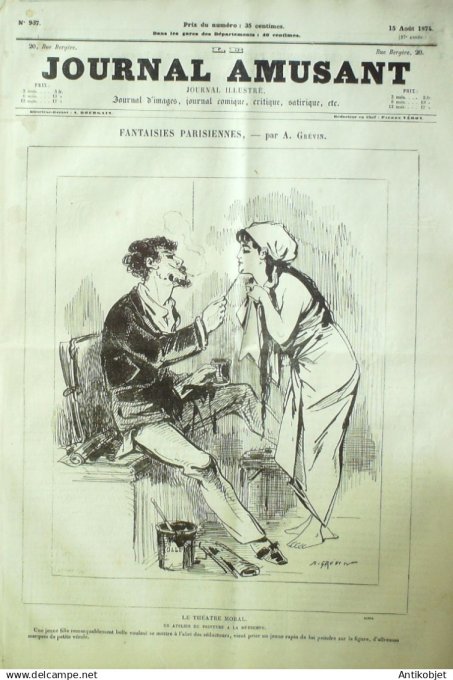 Le Journal Amusant 1874 #  937 Agences de poules pouleurs et poules par Morland