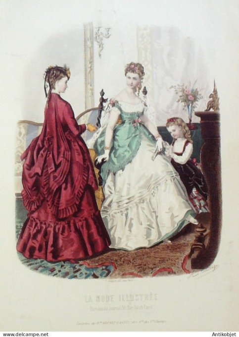 Gravure Mode illustree 1869 # 15 (Old Fashion plate)
