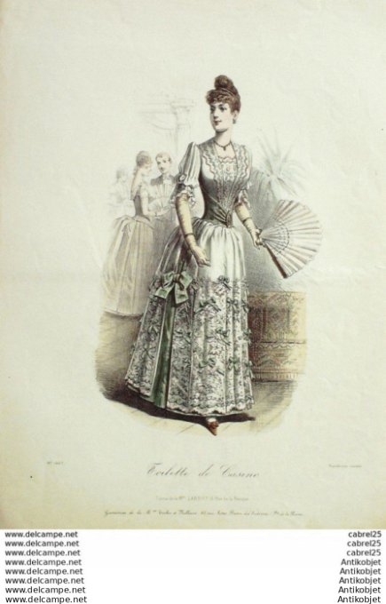 Gravure Mode Le Coquet 1888 # 24 (Old Fashion plate)