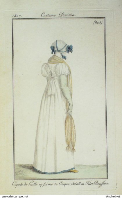 Costume Parisien 1807 # 825 (eau forte) Schall en filet bouffant