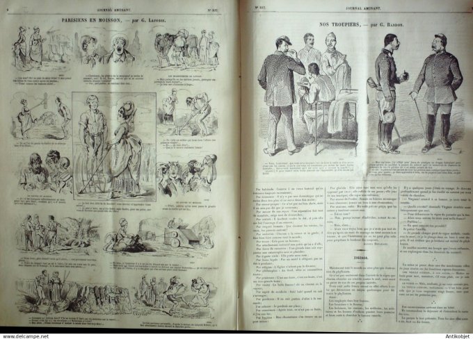 Le Journal Amusant 1874 #  937 Agences de poules pouleurs et poules par Morland