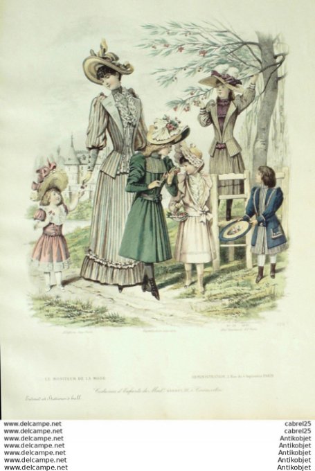 Gravure Mode Le Moniteur 1891 # 22 (Old Fashion plate)