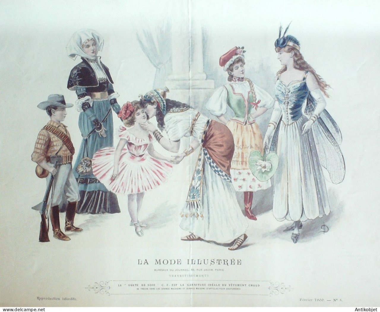 Gravure Mode illustree 1900 #  5 (Old Fashion plate) RARE