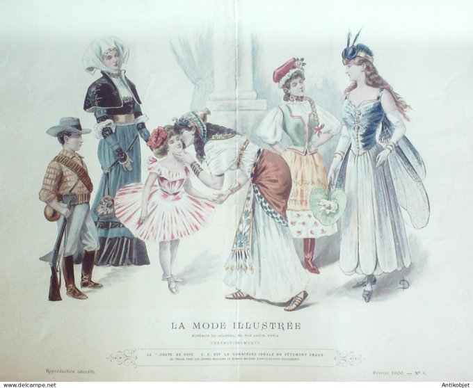 Gravure Mode illustree 1900 #  5 (Old Fashion plate) RARE