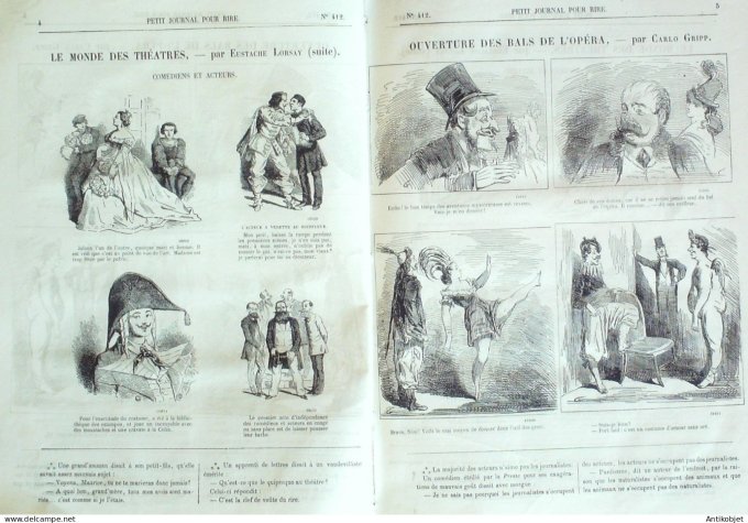 Petit journal pour Rire 1863 # 412 Monde des theatres Lorsay