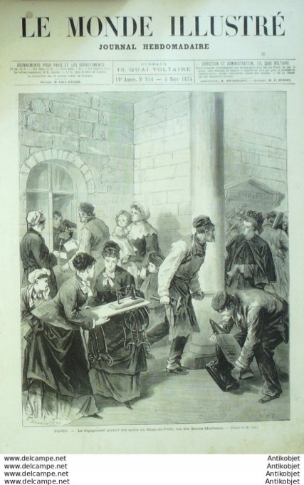 Le Monde illustré 1874 n°934 Espagne Lacar Lorca Roland Armeaia Hong Kong  Reims (51) Epées Charlema