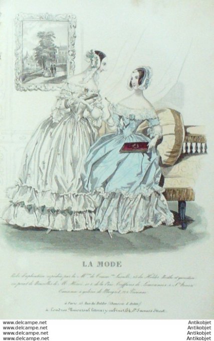 Gravure La mode 1839 #  4 (aquarelle old Fashion plate)