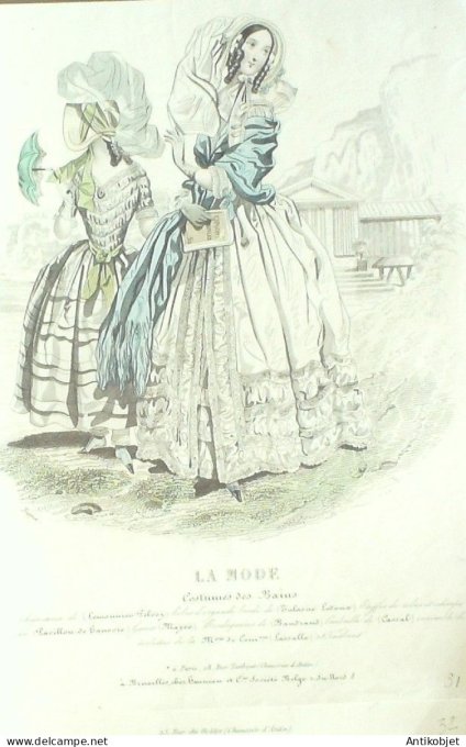 Gravure La mode 1843 # 31 (aquarelle old Fashion plate)