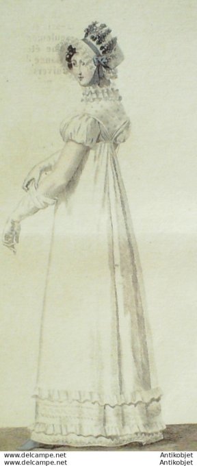 Gravure de mode Costume Parisien 1811 n°1142 Robe perkale