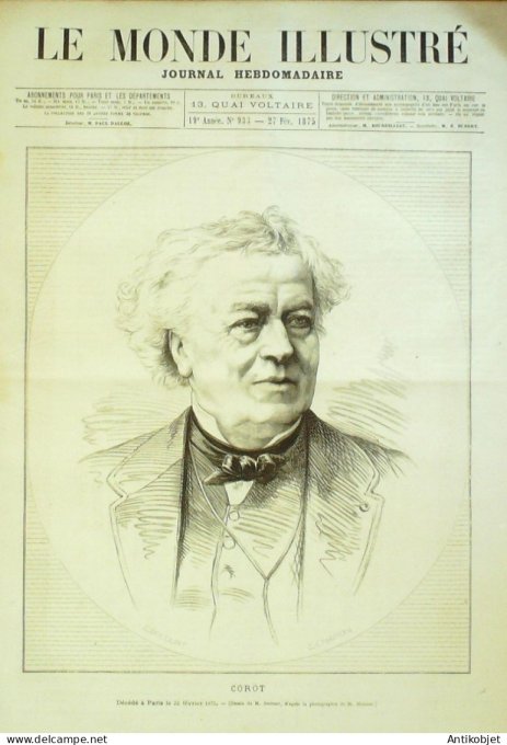 Le Monde illustré 1874 n°933 Italie San Remo Dieppe (76) Corot