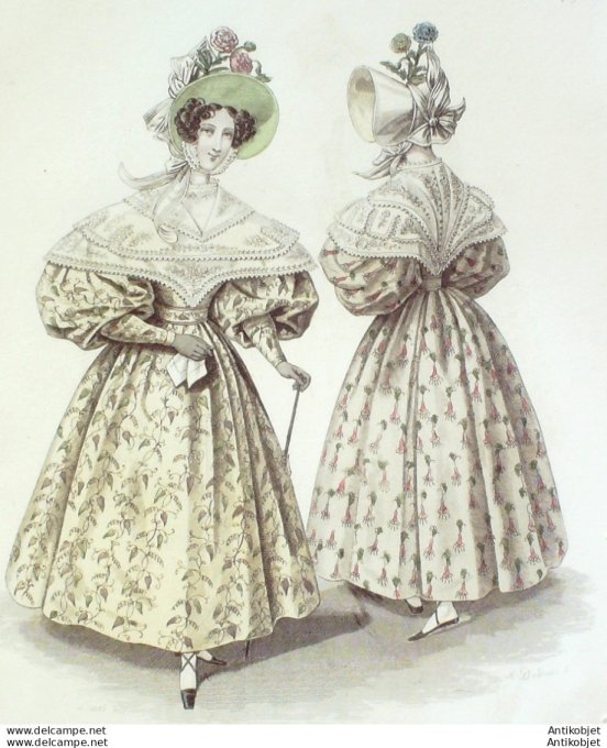 Costume Parisien 1832 # 3007 Fichu sylphide en mousseline