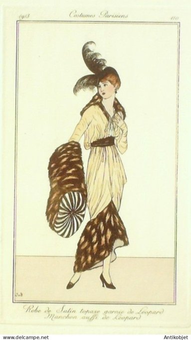Gravure Mode Costume Parisien 1913 # 110 Van Brock Jan (eau forte)