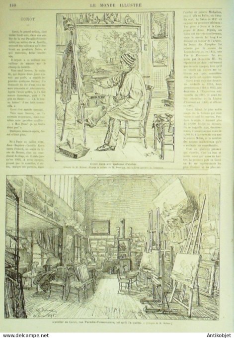 Le Monde illustré 1874 n°933 Italie San Remo Dieppe (76) Corot