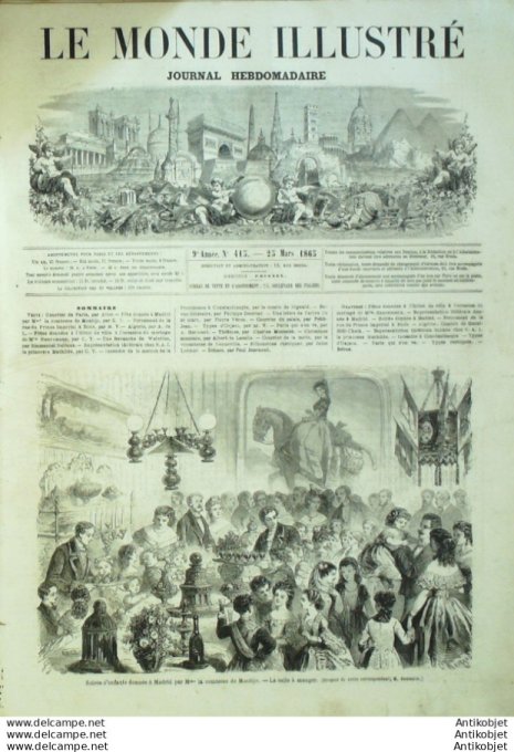 Le Monde illustré 1865 n°415 Algérie Garat-Sidi-Cheik Si-Mohammed-Ben-Hamza Turquie Kémer-Alti Oajac