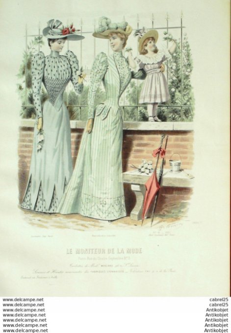 Gravure Mode Le Moniteur 1891 # 18 (Old Fashion plate)