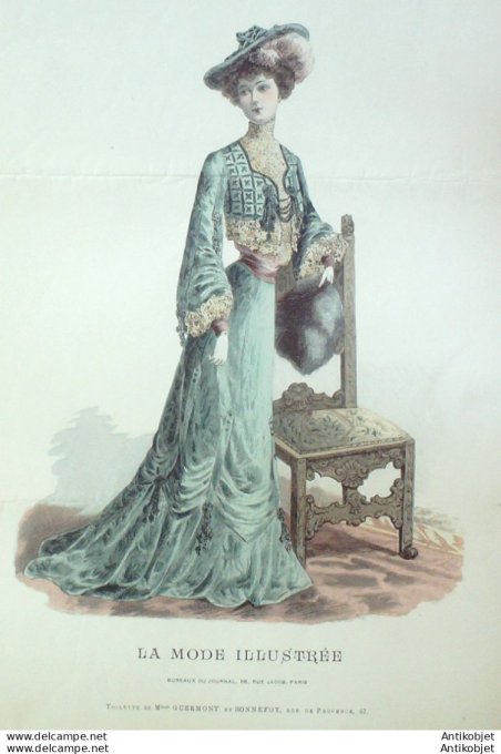 Gravure Mode illustree 1902 # 10 (Old Fashion plate) rare