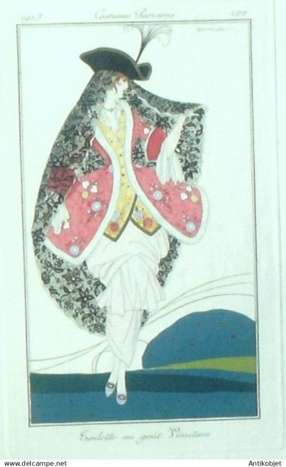 Gravure Costume Parisien 1913 #122 Brunelleschi Umberto Toilette vénitienne