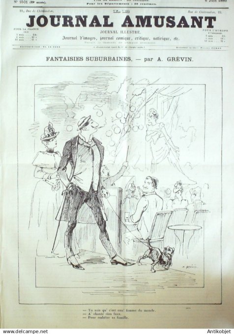 Le Journal Amusant 1885 # 1501 L'allee des poteaux le matin par Mars,