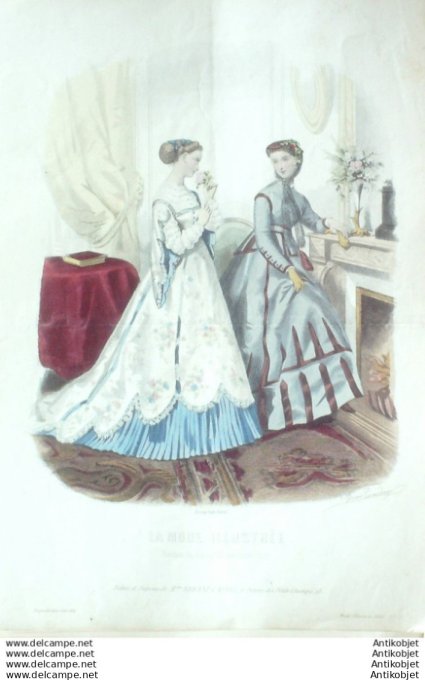 Gravure Mode illustree 1866 # 51 (Old Fashion plate)