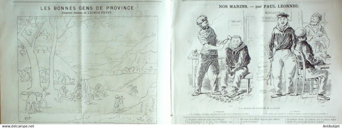 Le Journal Amusant 1885 # 1501 L'allee des poteaux le matin par Mars,