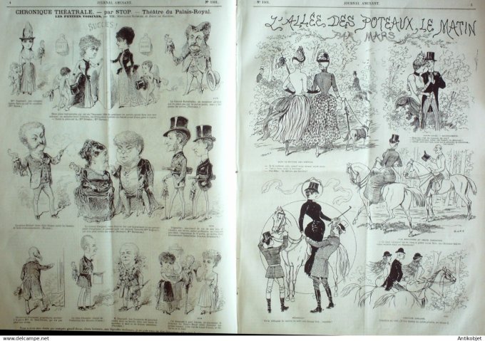 Le Journal Amusant 1885 # 1501 L'allee des poteaux le matin par Mars,