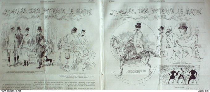 Le Journal Amusant 1885 # 1501 L'allee des poteaux le matin par Mars,