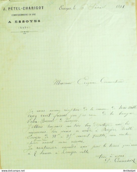 Lettre Ciale J.Pétel-Charicot (Vins) 1891 à Essoyes (10)