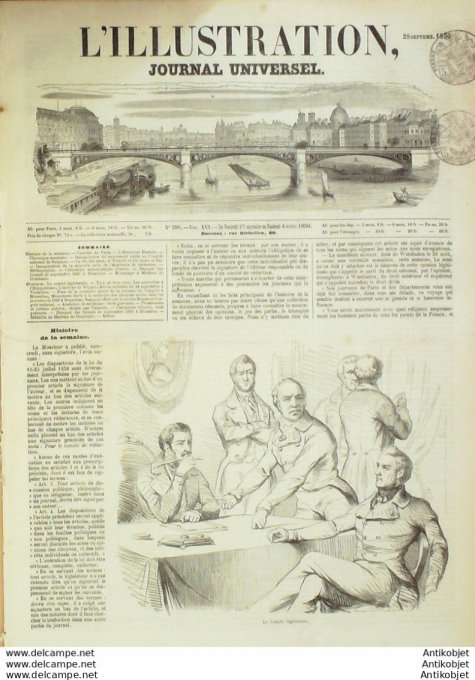 L'Illustration 1850 n°396 Belgique BRUXELLES Népal JUNG BOHADOOR Académie MEDECINE Dr PINEL LARREY