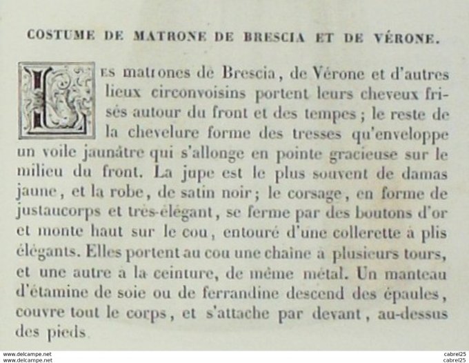 Italie BRESCIA VERONE femme de matrone 1859