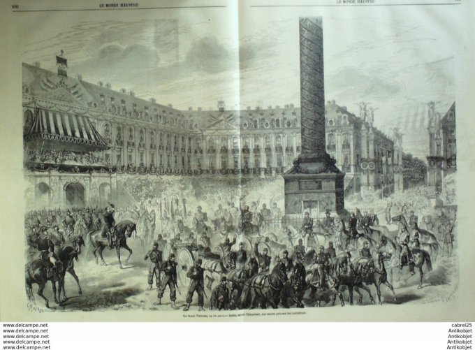 Le Monde illustré 1859 n°123 Place Vendome Chalonszurich Suisse Canons Autrichiens