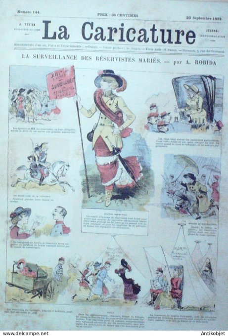 La Caricature 1882 #144 Surveillance des réservistes mariés Robida Loys Casablanca