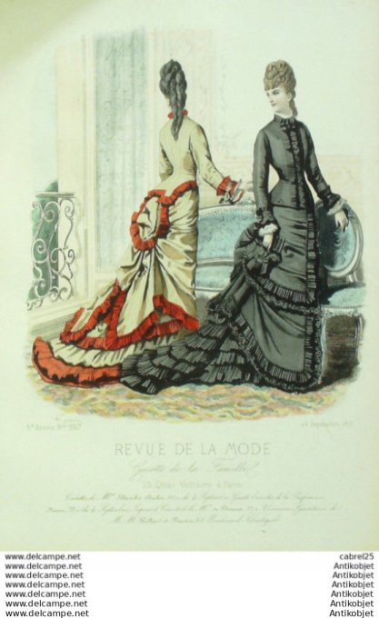 Gravure Mode La Gazette 1876 # 247 (Old Fashion plate)