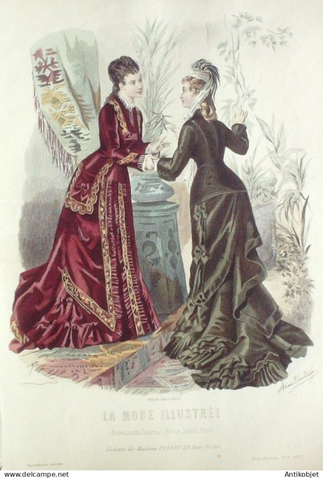Gravure Mode illustree 1877 #  9 (Old Fashion plate)