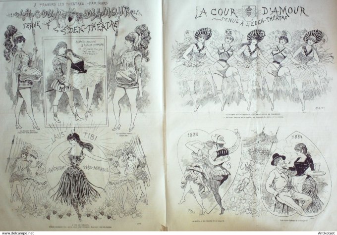Le Journal Amusant 1884 # 1469 La cour d'amour tenue a l'Eden theatre par Mars,