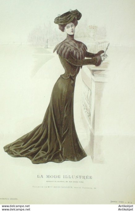 Gravure Mode illustree 1902 #  2 (Old Fashion plate) rare