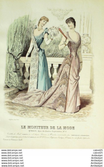 Gravure Mode Le Moniteur 1891 # 12 (Old Fashion plate)