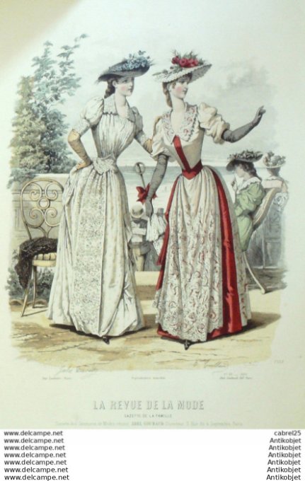Gravure Mode La Gazette 1889 # 33 (Old Fashion plate)