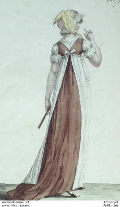 Gravure de mode Costume Parisien 1800 n° 207 (An 8) Négligé