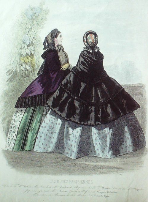 Gravure Les Modes Parisiennes 1858 # 789 Robes Maison Cochunnal