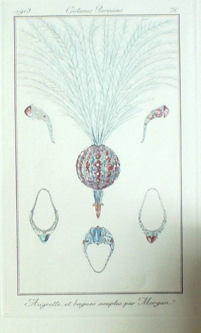 Morgan Pochoir Mode Art Deco n°  78-1913 Journal des Dames
