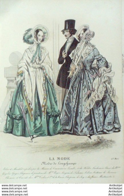 Gravure La mode 1839 #  9 (aquarelle old Fashion plate)