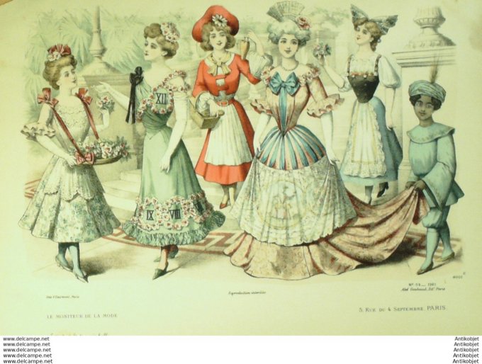 Gravure Mode Le Moniteur 1901 # 52 (Old Fashion plate)