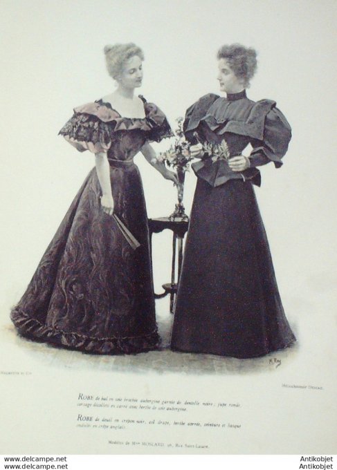 Gravure de mode Gazette de Famille 1878 n°358 (Maisons Day n°Fallette n°Plument)