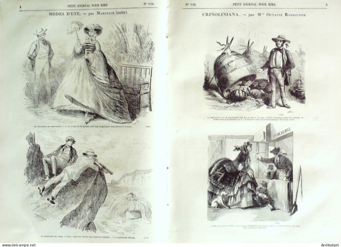 Petit journal pour Rire 1858 # 132 Crinoliniana Rossignon