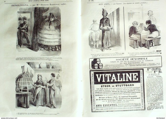 Petit journal pour Rire 1858 # 132 Crinoliniana Rossignon