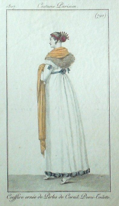 Gravure Mode Costume Parisien 1807 #  790 (eau forte old Fashion plate